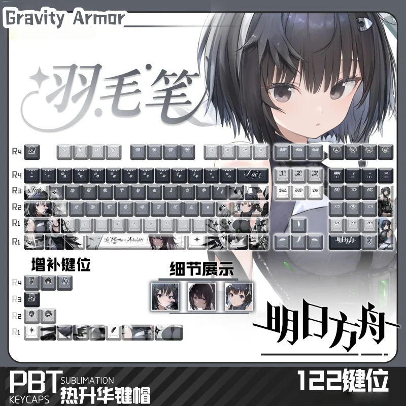 

Тематические игровые колпачки для клавиш Arknights La Pluma, 120-клавишная механическая клавиатура, коллекция аксессуаров аниме с героями мультфильмов, праздничные подарки, колпачки для клавиш