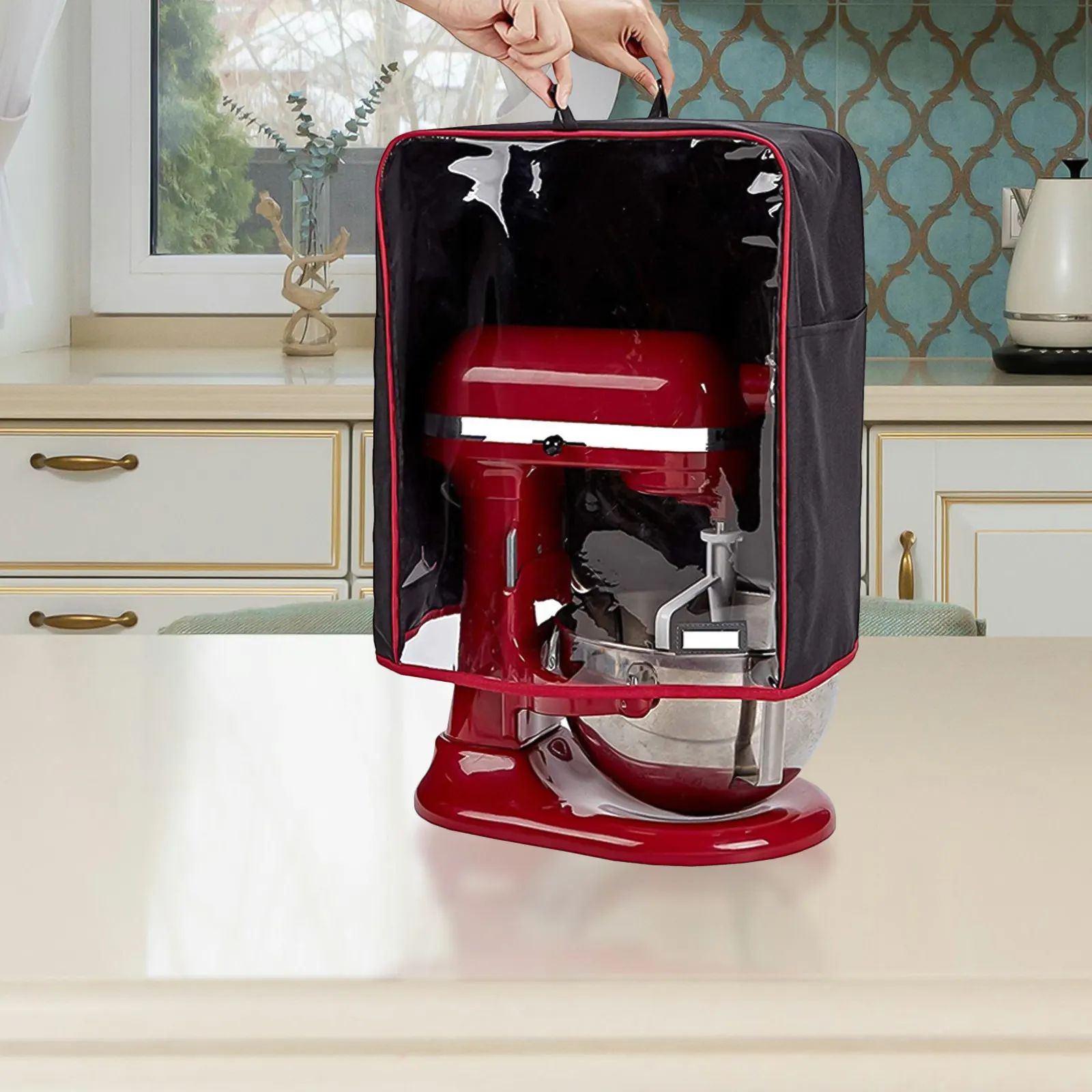 Stand Mixer Cover Premium Oxford Cloth Tpu Blend Dust Proof Scratch Resistant Kitchen Appliance Protector with Pocket Loop Clear