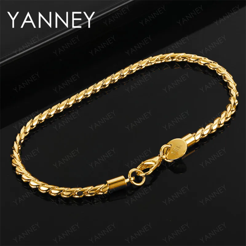 

Charm 925 Silver 18K Gold 4mm Twisted Rope Bracelet Men Women Fashion Jewelry Accessories Gift Punk