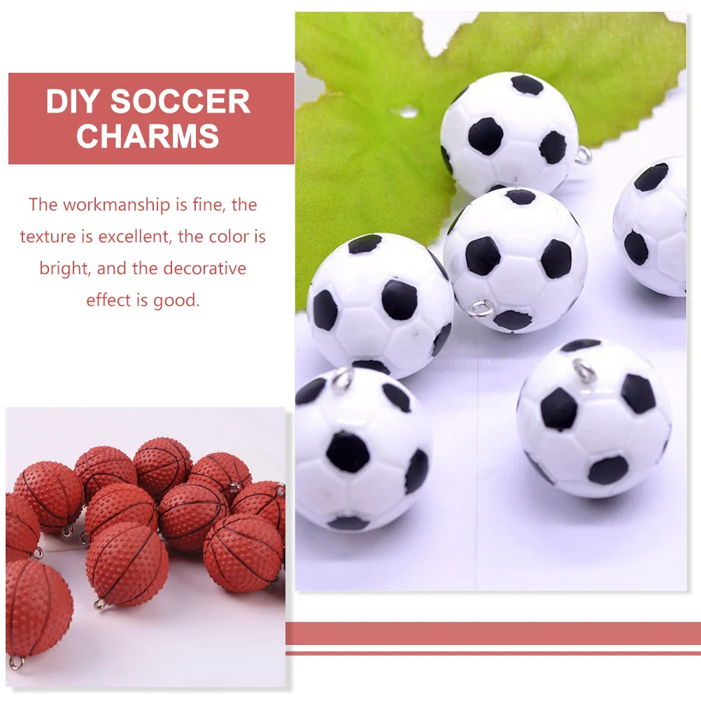 

16Pcs DIY Soccer Basketball Charms Pendants Jewelry Making Supply Keyring Resin Handmade Craft Accessories DIY Soccer Charms