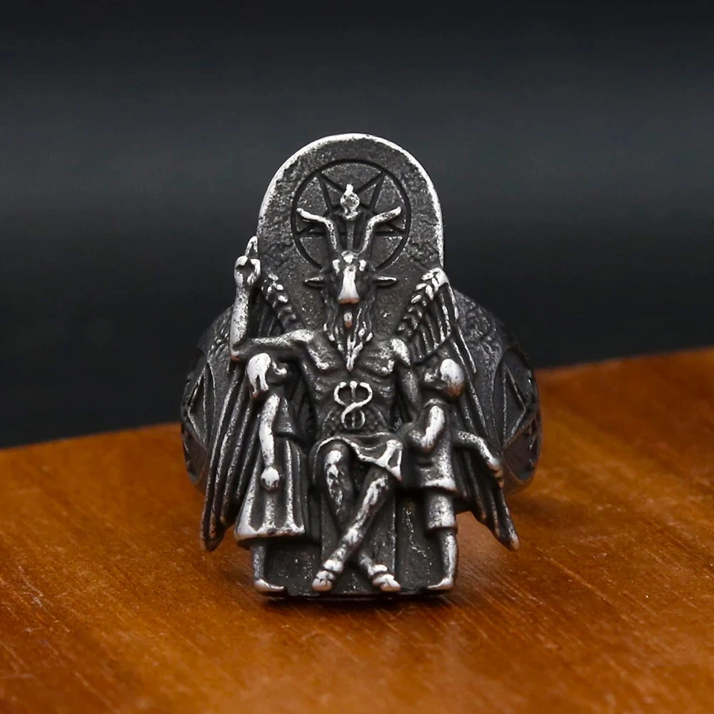 Vintage Ring Lucifer Satan Signet Rings For Men With Anubis Stainless Steel fashion punk Jewelry Gift Wholesale Dropshipping