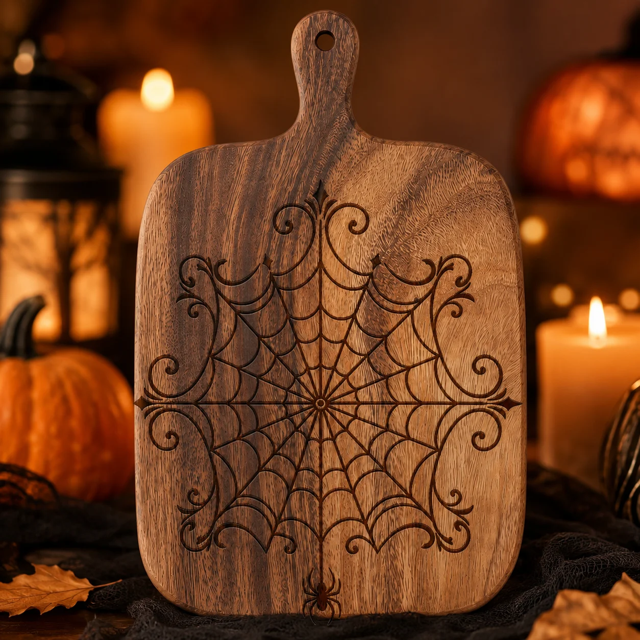 2Pcs/1Pc Halloween Wooden Carved Cutting Board Artistic Carved Steak Board Tabletop Decorative Cutting Board Stylish Long Handle, Made of Solid Wood, Used for Cutting Meat, Cheese, Bread, Vegetables, and Fruits - Deli Board, Cheese Serving Board, Perfect for Food Slicing and Presentation, Portable Camping Cutting Board, a Must-Have for Modern Home and Country Kitchens Mother's Day Gifts, Wedding Season Kitchen Supplies