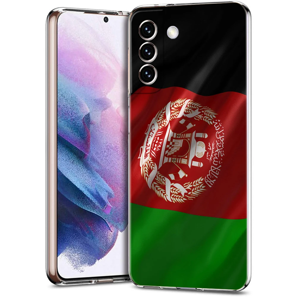 Afghan Afghanistan Flag Case for Samsung S24 S23 S22 S20 S21 FE Ultra S24 S23 S10 S10E S9 S8 Plus 5G Transparent Phone Shell Bag