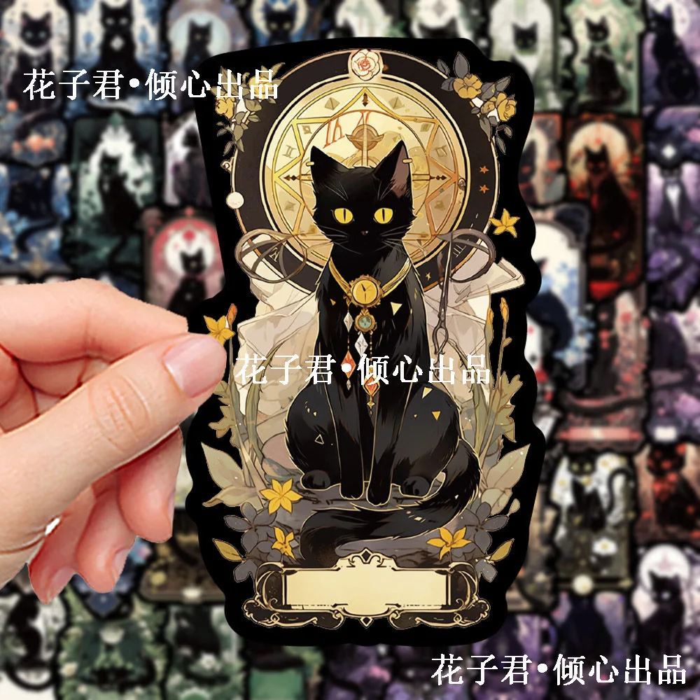 코스프레 100 어두운 고딕 검은 고양이 높은 아름다움과 창조적 틈새 낙서 고양이 데스크탑 스티커와 신비한 스티커 DIY