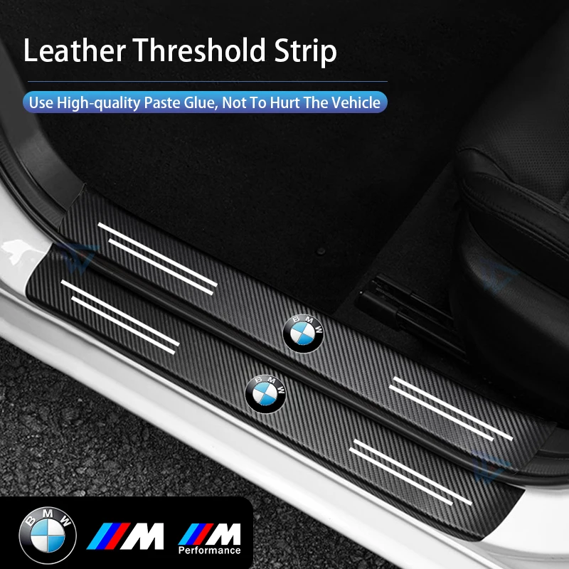 For BMW M Performance 4pcs Car Door Sill Protector Bumper Protector Carbon Fiber Stickers E90 E91 E92 E93 X1 X3 X5 X6 F20 F30