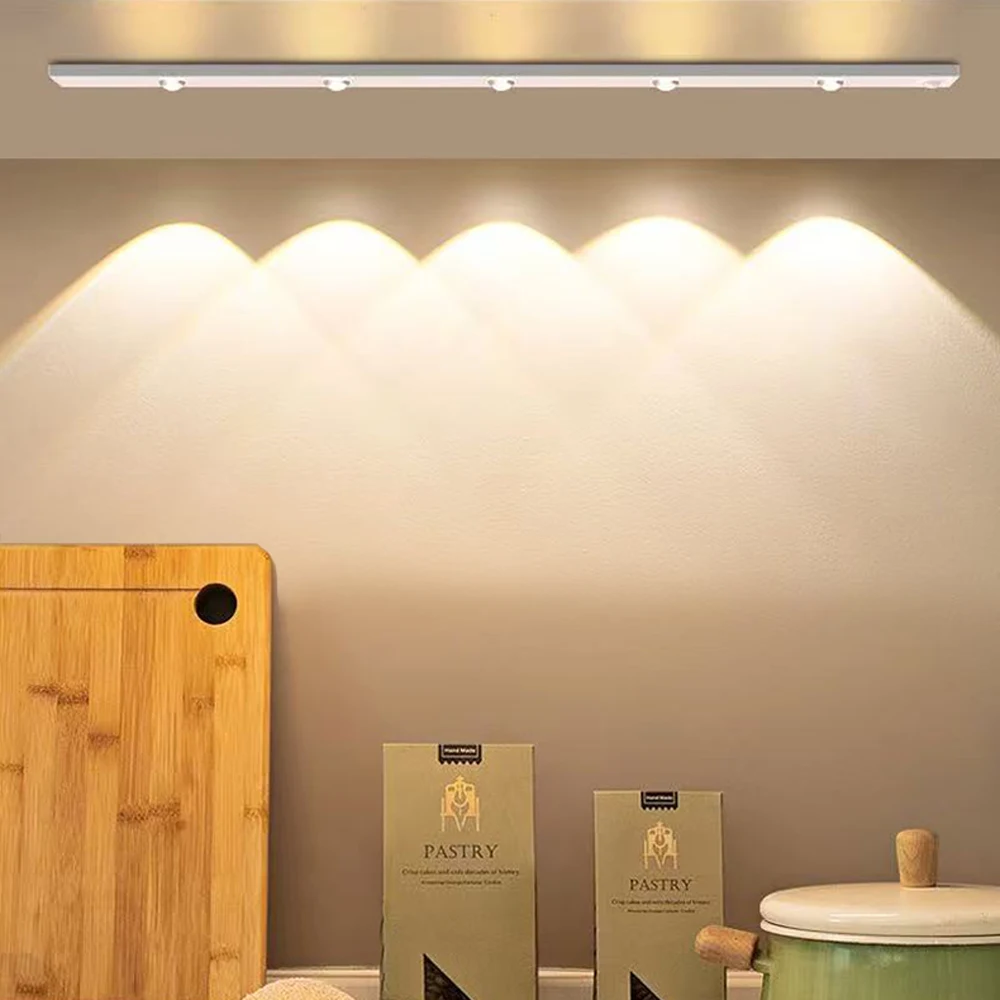 LED Ultra Thin Under Cabinet Lights ,Rechargeable Motion Sensor Night Light ,Kitchen Cabinet Bedroom Wardrobe Light