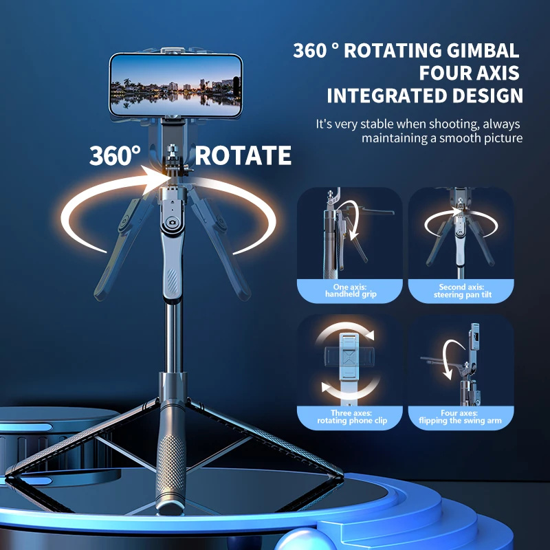 COOL DIER Trípode Untra Long Stick 2.15m 360 °   Cardan de mano retráctil todo en uno con rotación para soporte para teléfono Vlog/Selfie/Video