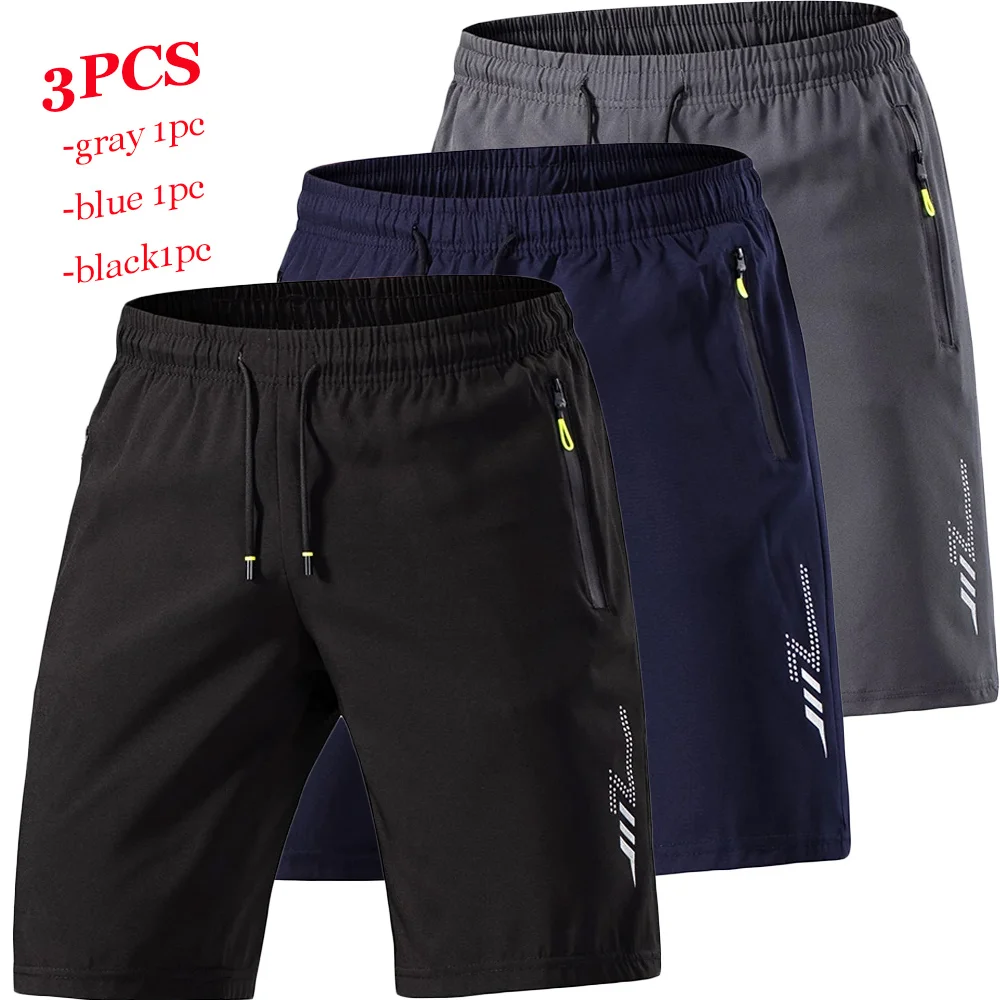 3-2-1Pcs Summer Shorts Men Fitness Workout Quick Dry Short Pants Elastic Jogging Sportswear Thin Breathable Beach Running Shorts