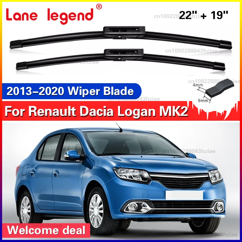 Für Renault Dacia Logan 2 II MK2 2013 - 2020 Auto Front Wischer Klingen Set Symbol Windschutzscheibe Windschutzscheibe Fenster 22 "+ 19" 2015 2016