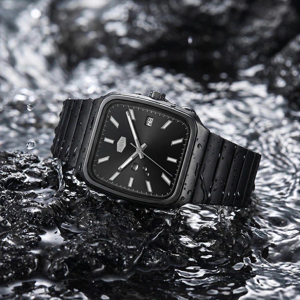 HEROFORCE Rotating Dial Watch, Revolving Hour and Minute Dials, Black Strap with Date Display, Simple Modern Styling