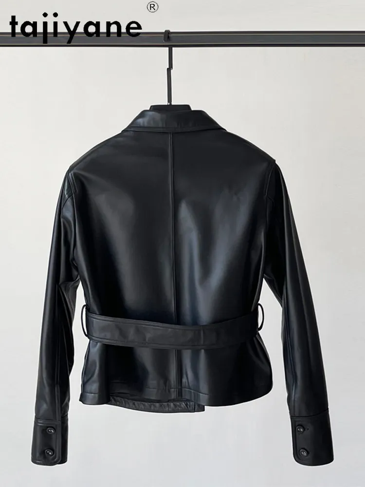 TAJIYANE Genuine Sheepskin Leather Jacket Woman Motorcycle Belted Coat Short Real Leather Jackets 2026 Autumn Women Clothes 가죽자켓