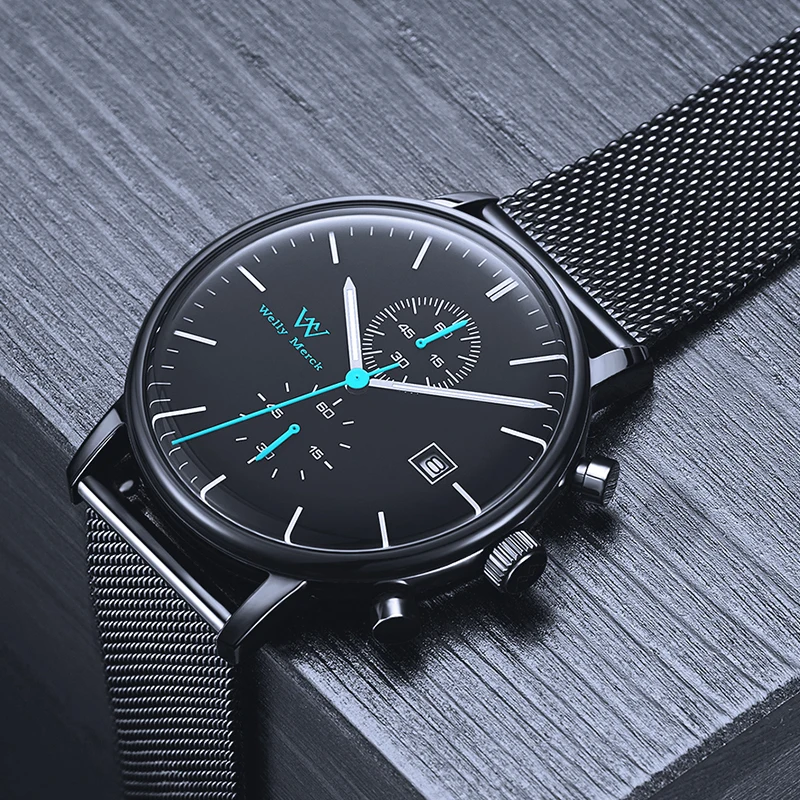 WM ساعة كوارتز ساعة مقاومة للماء كلاسيكية كاجوال رجال الأعمال ساعات ويلي ميرك WM006M