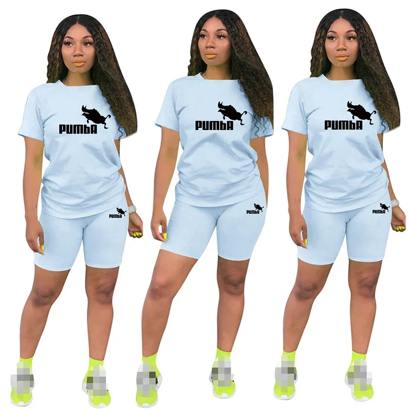 Tracksuit Two Piece Set for Women Ladies Woman Clothing Casual O-Neck T-Shirts Shorts Short Sleeve Summer Matching Sets Women\'s