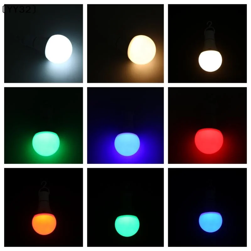 1 Set Rechargeable Smart Dimmable E27 Bulbs With Timing Cordless Battery Operated Light Bulb RGB/3 Color USB Led Lamp Bulb〔YY32〕