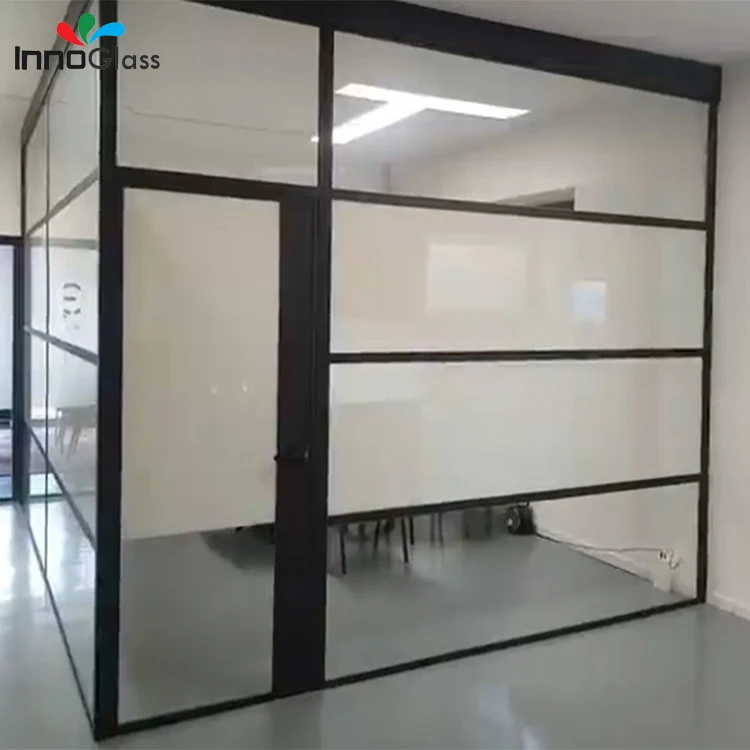 Smart Glass Partition Instant Privacy PDLC Switchable Film Frosted Clear Glass Office Wall Divider Electric Control System