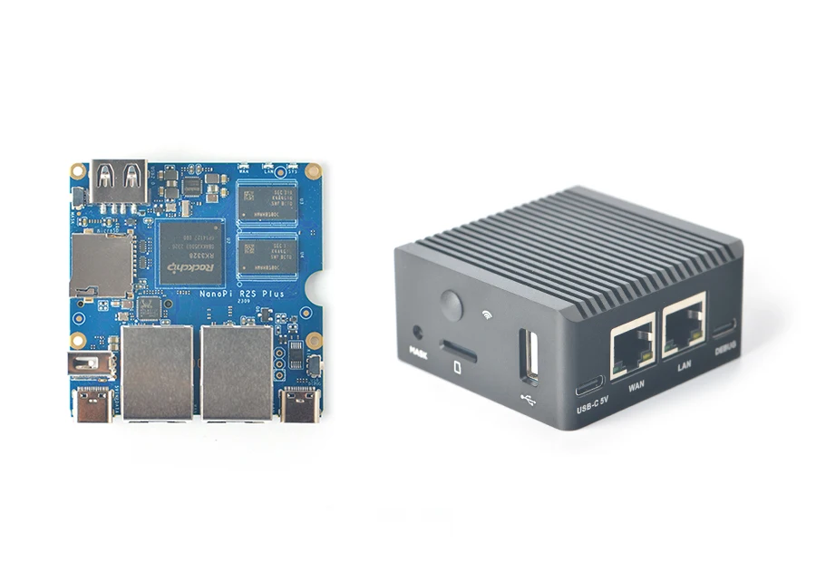 NanoPi R2S Plus Mini Development Board RK3328 Dual Gigabit Ethernet Ports 32GBeMMC Supports M.2WiF