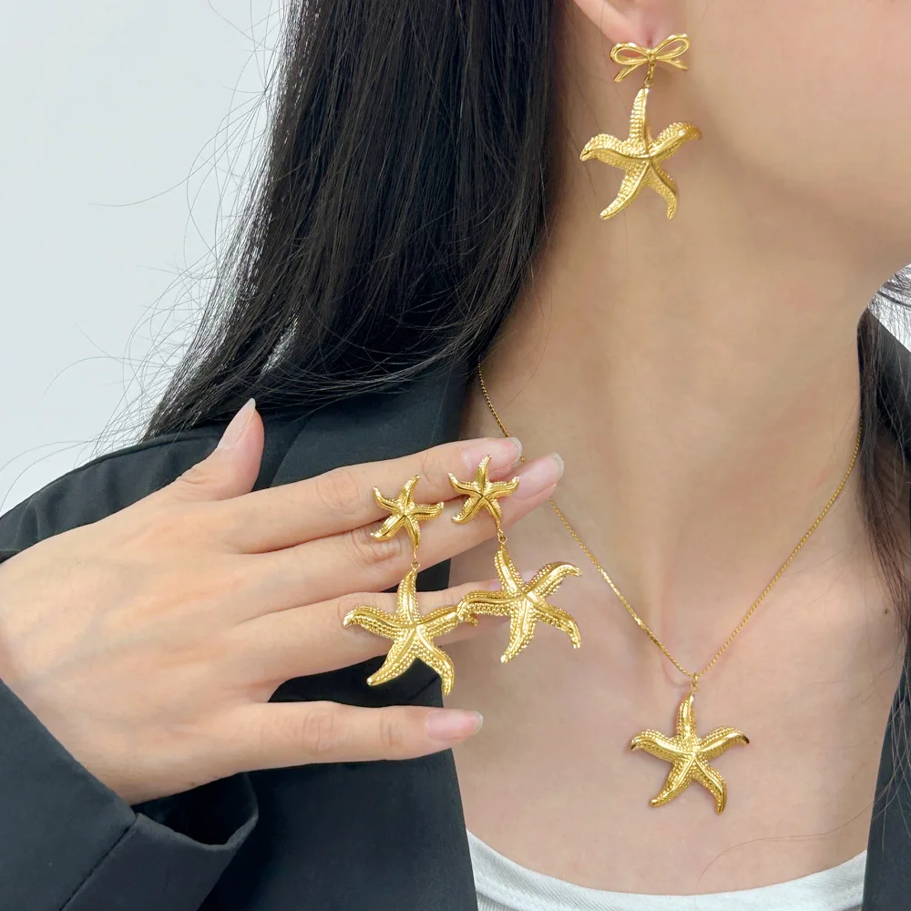 

Аксессуары для самостоятельного изготовления: серьги в стиле летнего морского отдыха с морскими звездами, серьги-бантики из нержавеющей стали с пентаграммой, кулон-подвеска, повседневные украшения.