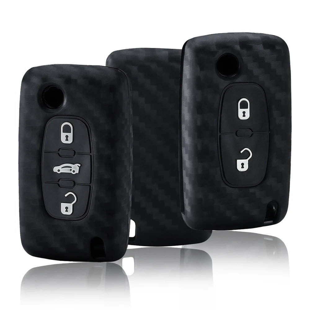 

New Silicone Car Key Case Cover Keychain Fob Shell for Citroen C2 C3 C4 C5 C6 Xsara Berlingo for Peugeot 207 307 308 407 607 807