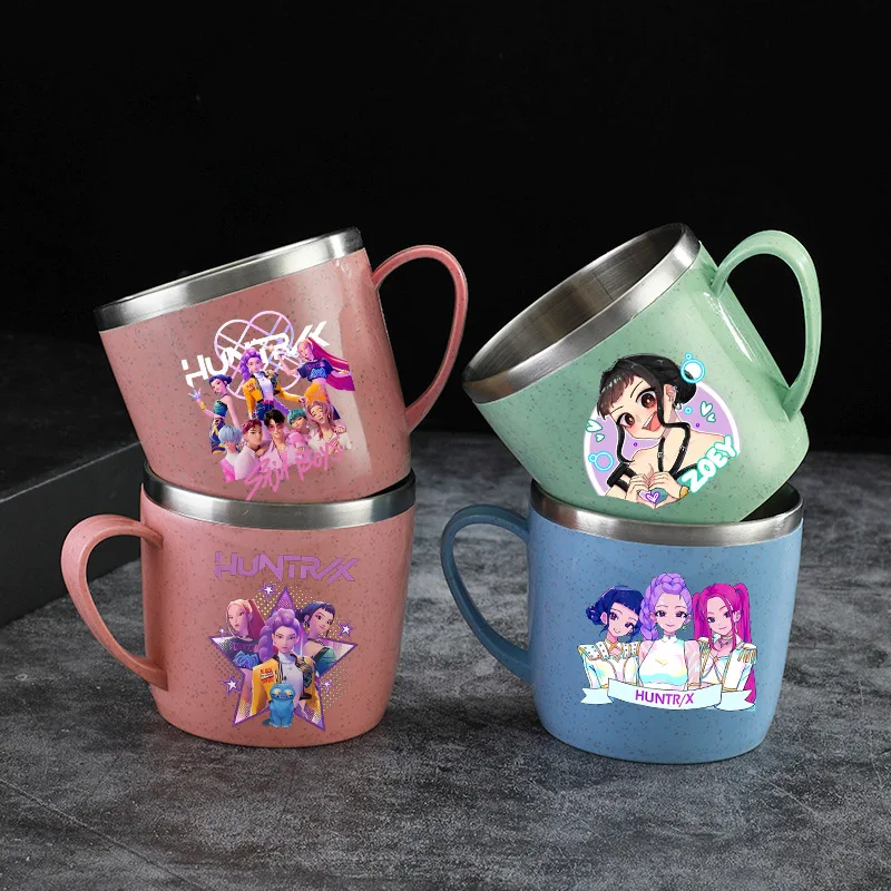 

Kpop Demon Hunters Stainless Steel Water Cups Cartoon Anime Printed Coffee Milk Mugs Fashion Tea Drinking Water Cup Drinkware
