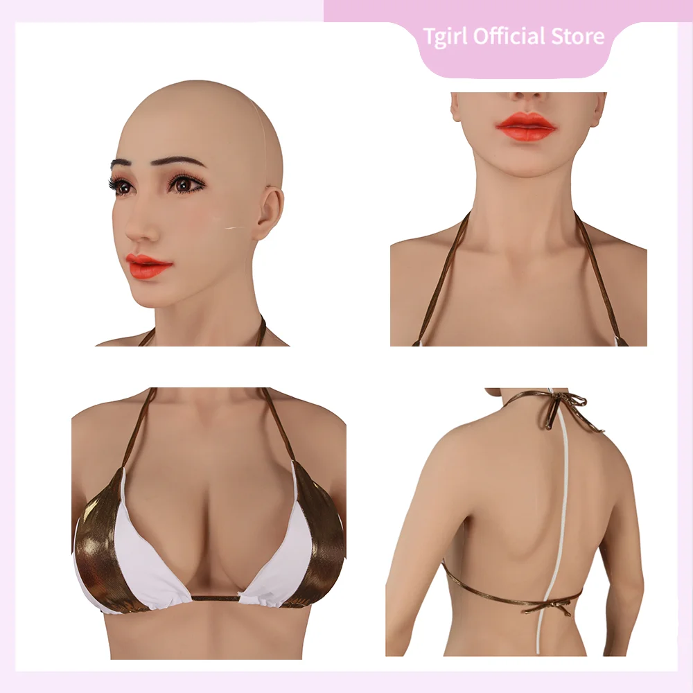 Tgirl Cosplay Silicone Full Body Suit Big Breast E Cup with Head Long Length Pants Transgender Crossdress Drag Queen Cosplay