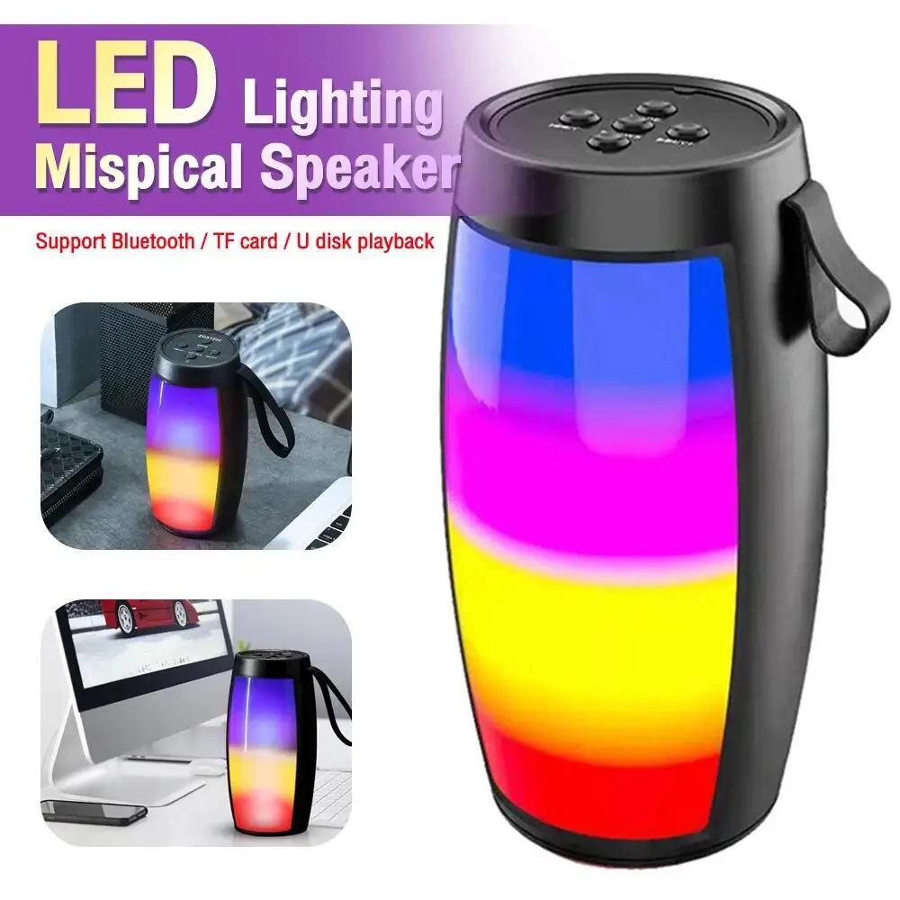 Portable Bluetooth Speakers LED Lights Loudspeaker Outdoor SupportsTF Car Audio Gift Wireless Sound Box