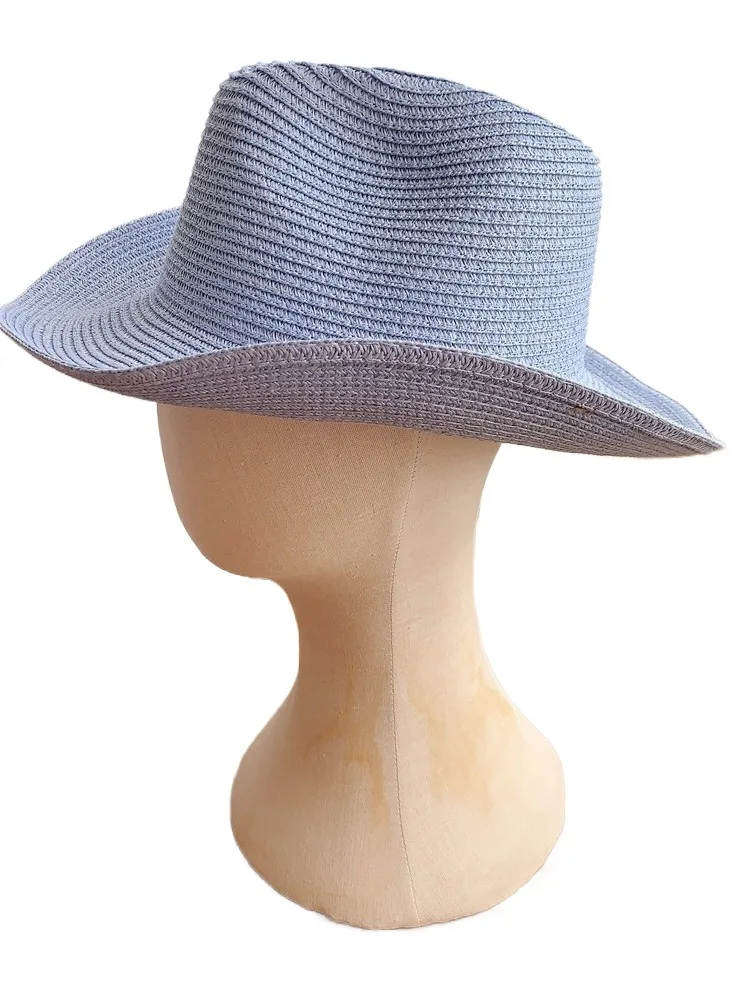 

Western Denim Candy Color Curling Straw Hat Bowler Hat Men And Women Outdoor Seaside Beach Hat Sun Protection Sun Hat