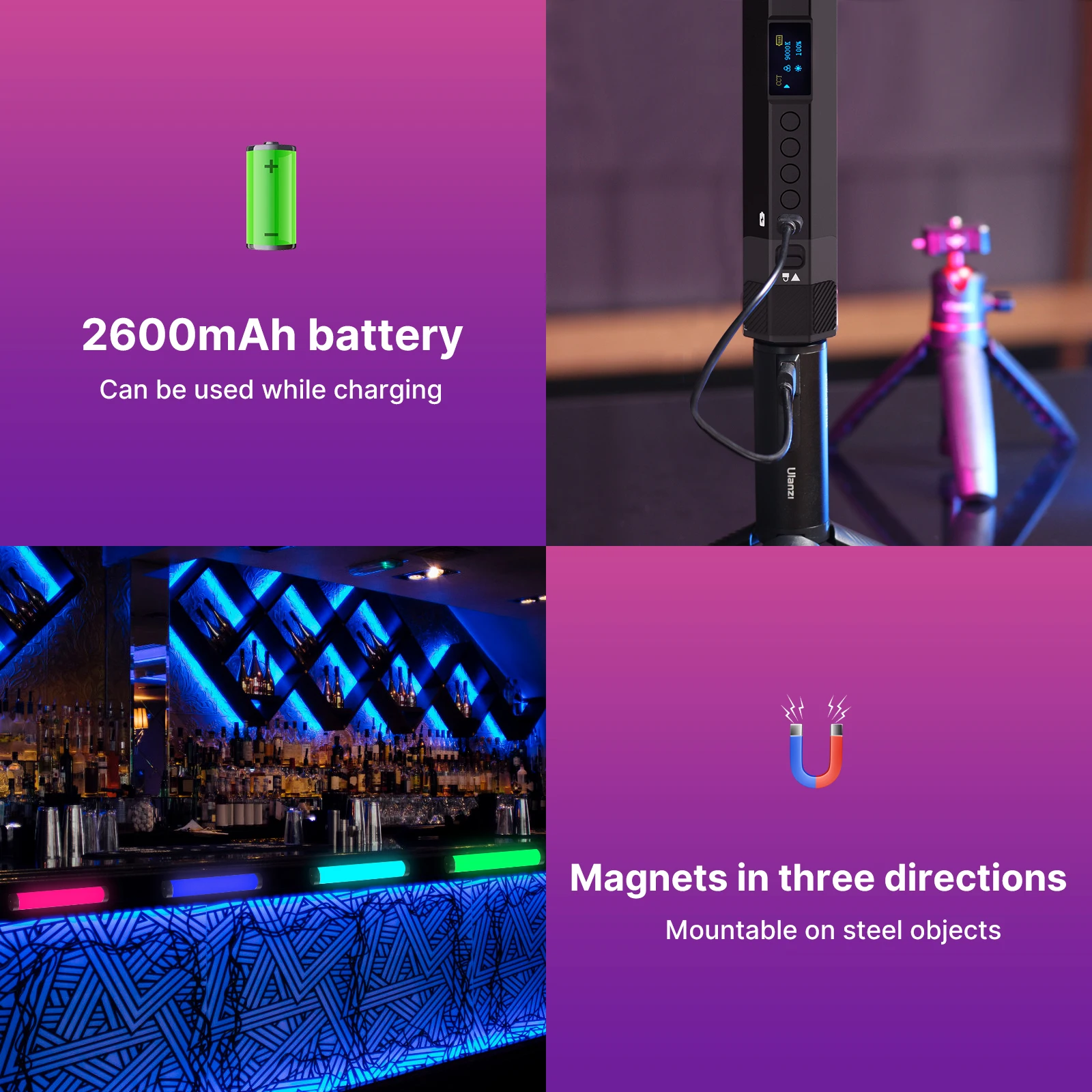 Ulanzi VL110 RGB Video Light Stick 2500-9000K Rechargeable LED