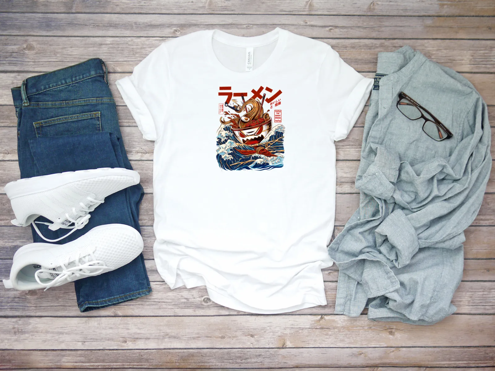 Monster Noodles Japón arte manga corta blanco hombres camiseta F141