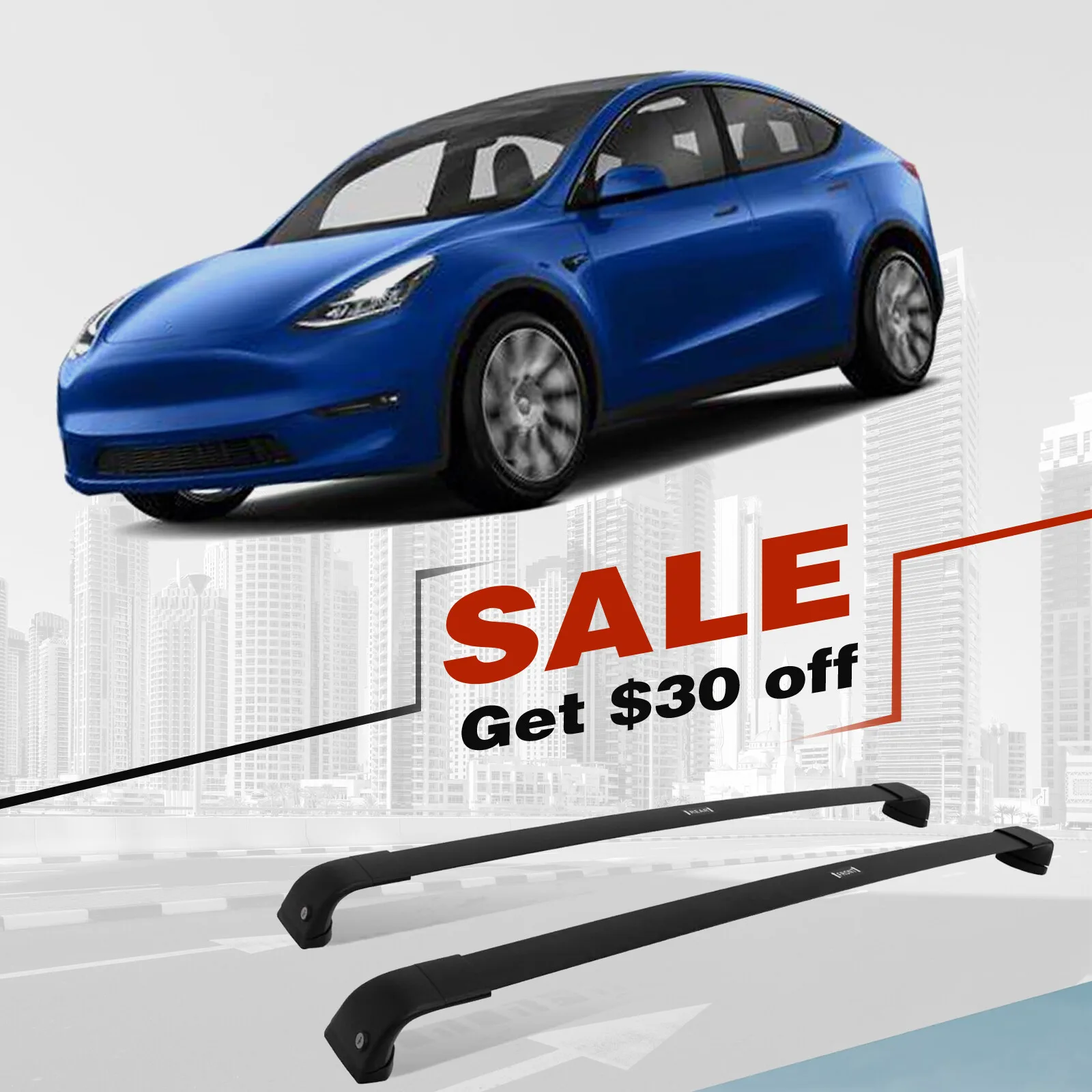 

Lockable Aluminum Heavy Duty Cargo Cross Bar fit for Tesla Model Y 2020-2024 2PC