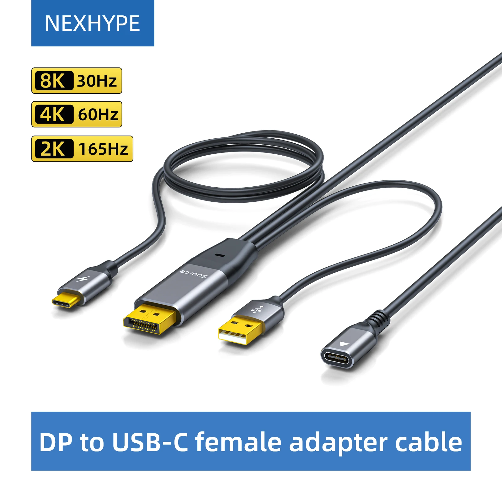 محول أنثى 8K DP إلى Type-C، كابل تحويل جهاز عرض USB C لتوصيل مضيف DP شاشة محمولة نظارات Nreal TC AR