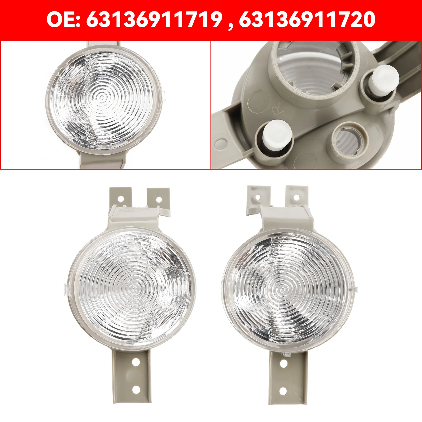 Artudatech Front Left Right Indicator Light Lamp Flasher Clear Lens 63136911719 63136911720 for Mini Cooper