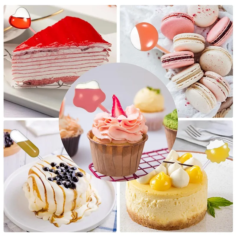 AB02 100 Piece Paper Cupcake And Jam Dropper Decoration Set, Plastic Eye Dropper, Dessert Pipette Durable Easy Install (Round)