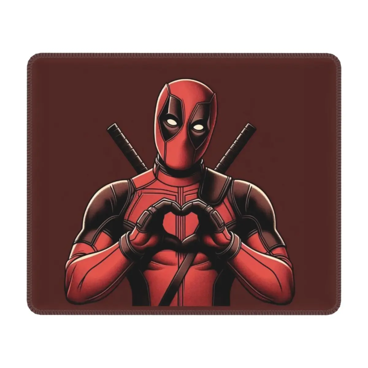 Custom Deadpool Heart Love Laptop Mouse Pads Waterproof Mousepad with Stitched Edges Anti-Slip Rubber Mouse Mat for Gamer