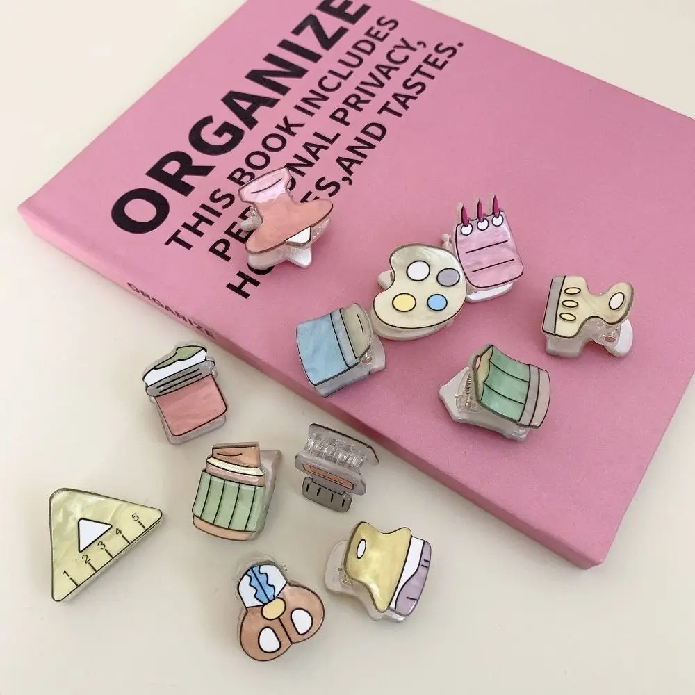 Creative Acrylic Stationery Mini Hair Claw Cute Ruler Small Hairpin Grab Clip Pencil Shape Cute Hair Clip Girl