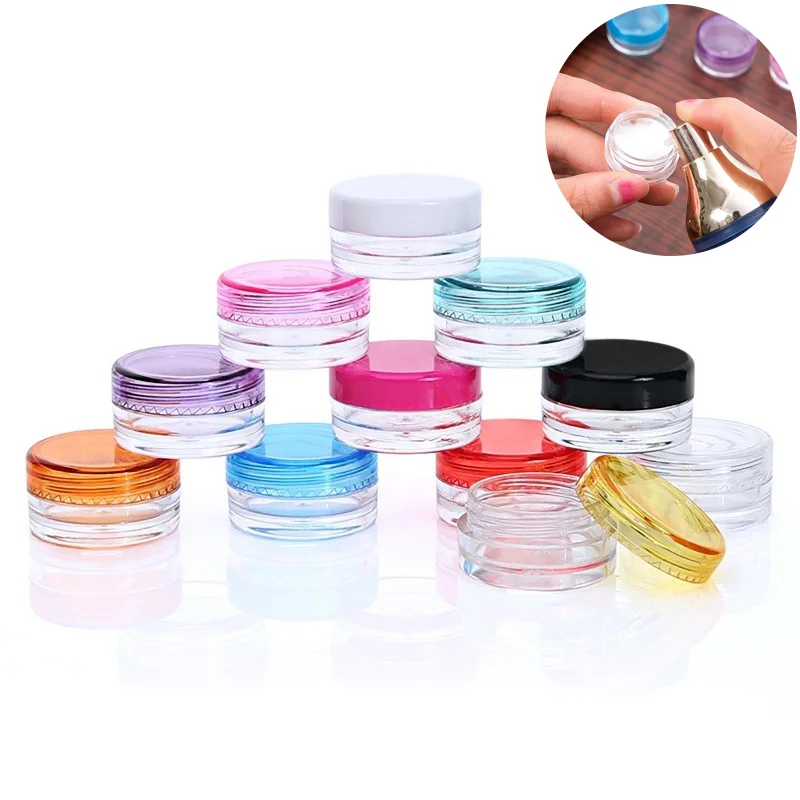 1Pcs 3g 5g Plastic Cosmetic Empty Jar Pot Box Nail Art Powder Bead Storage Container Round Makeup Portable Sample Bottle