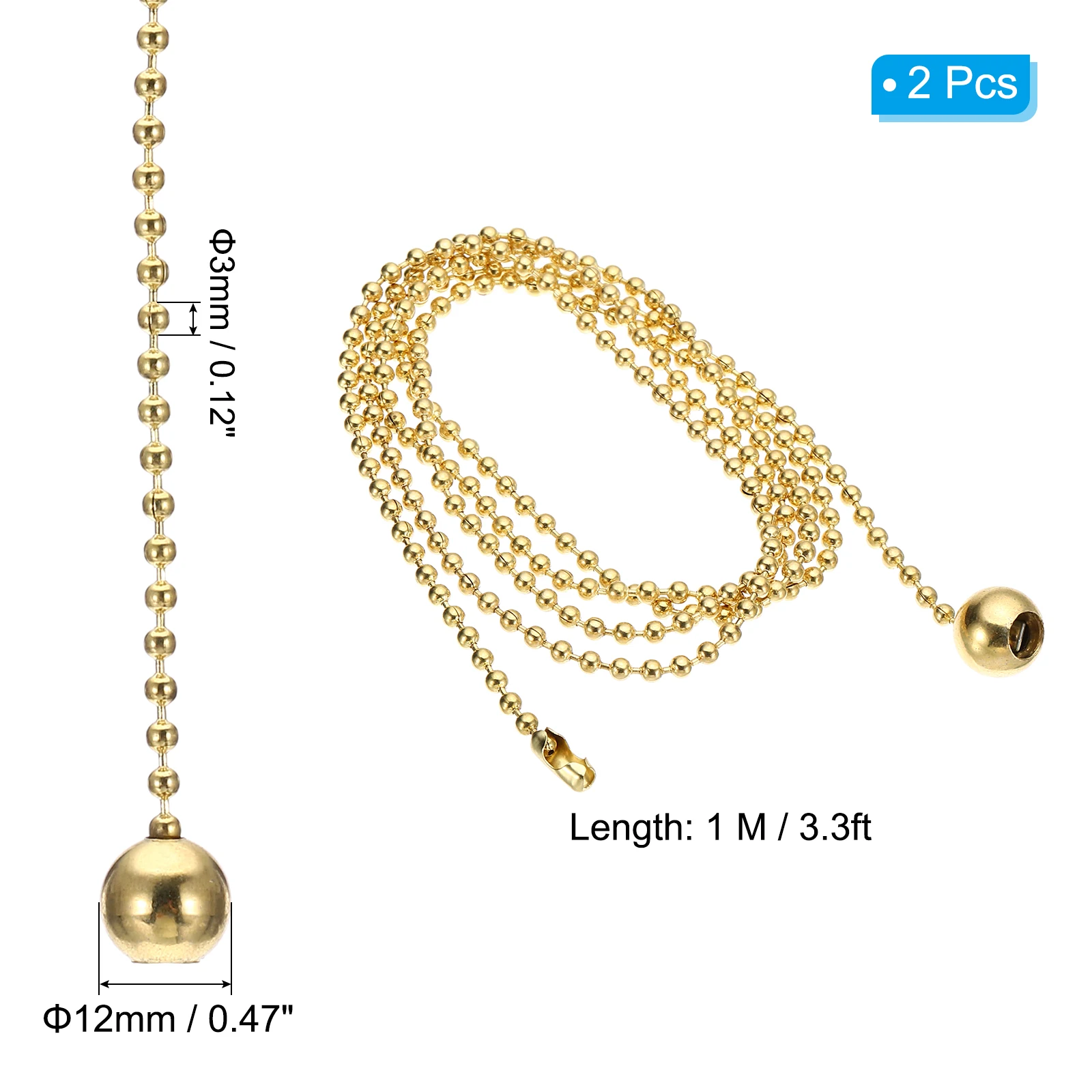 2/4Pcs 1Meter Ceiling Fan Pull Chain Beaded Pulls Cord Extender Ball Pendant for Fan Light Chandelier Table Lamp Pulling Switch