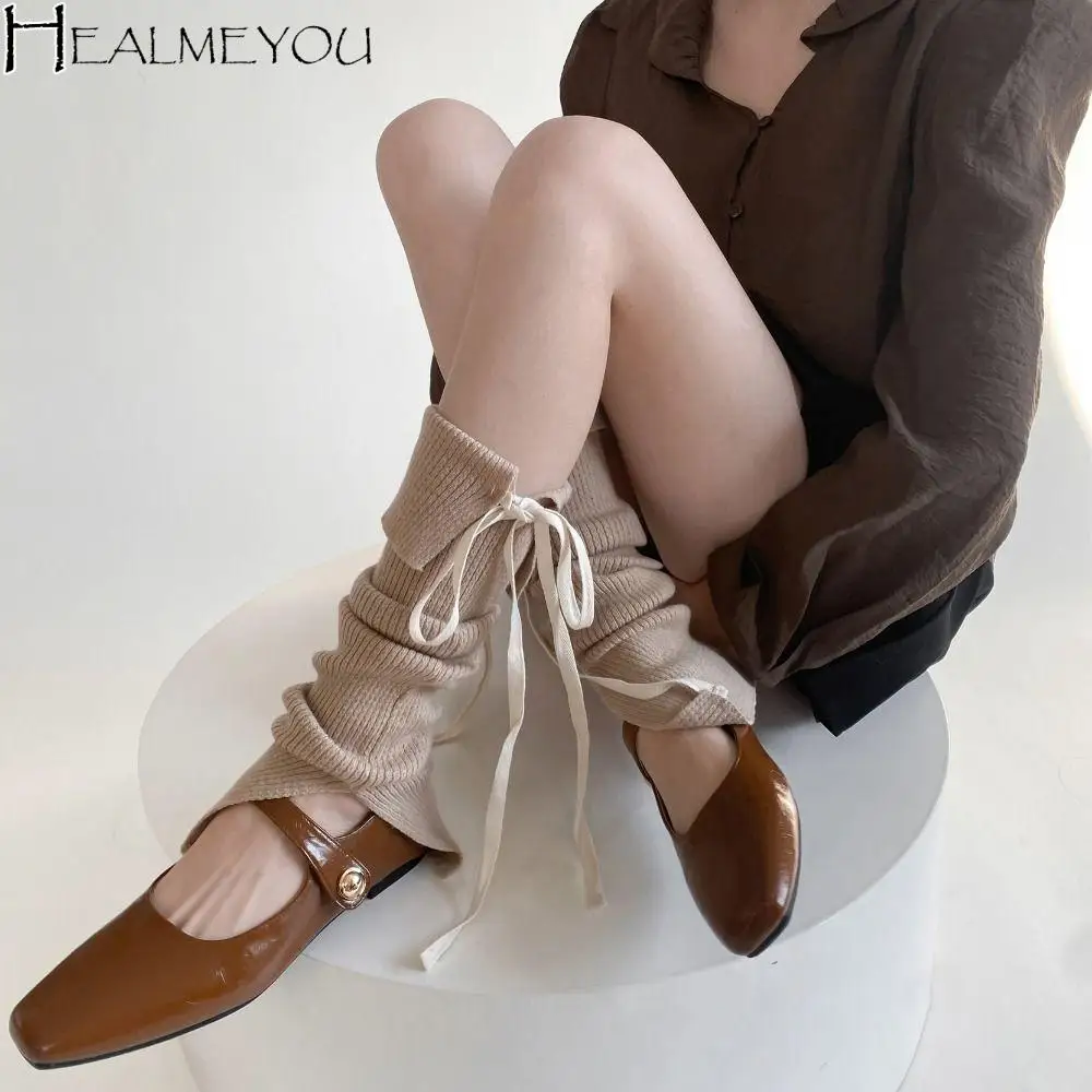 

Fashion Y2K Lace Up Leg Warmers Sweet Ballet Foot Cover Women's Stockings Slit Tight-fitting Knee High Socks Women