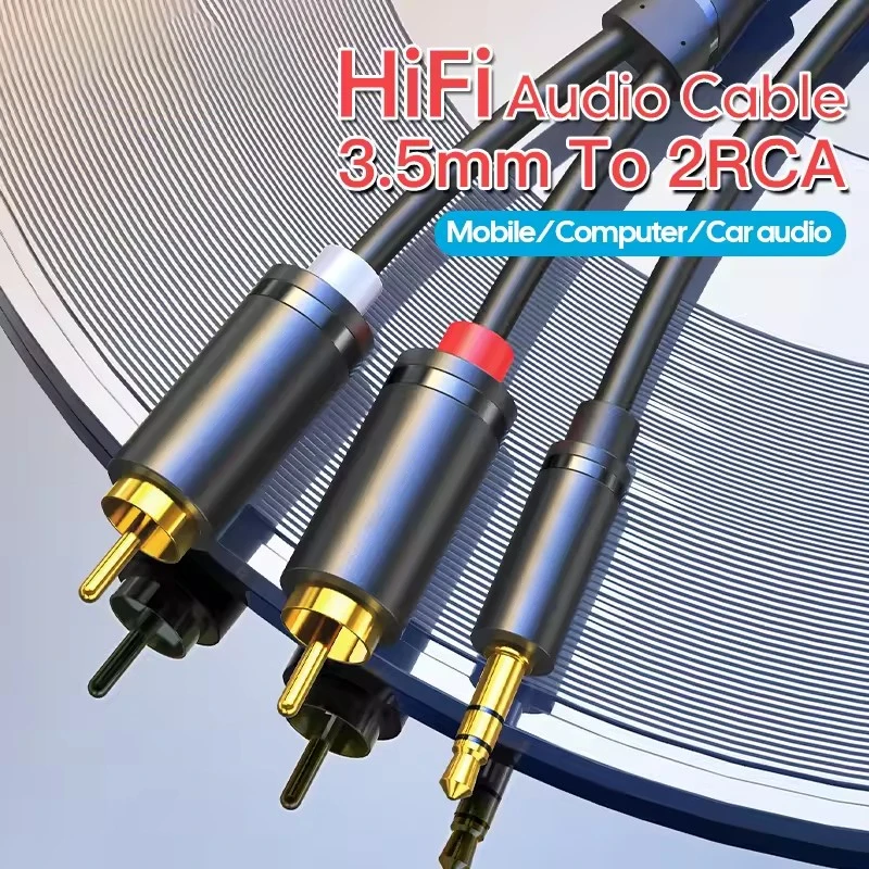 RCA كابل الصوت جاك 3.5 إلى 2 RCA كابل مساعد 3.5 مللي متر جاك إلى 2RCA ذكر الفاصل سلك الصوت للتلفزيون الكمبيوتر مكبر للصوت DVD المتكلم المزدوج RCA #6