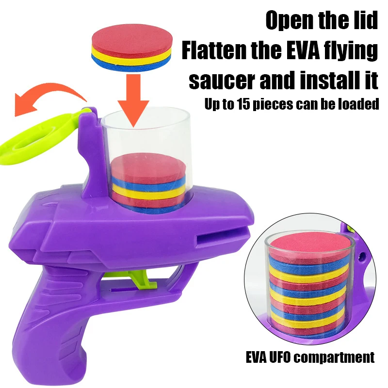 لعبة القط الممتعة الإبداعية الصحن الطائر بندقية مقترنة مع 15 قابلة لإعادة الاستخدام إيفا الصحن الطائر صيد الحيوانات الأليفة اللعب التفاعلية للكلاب والقطط
