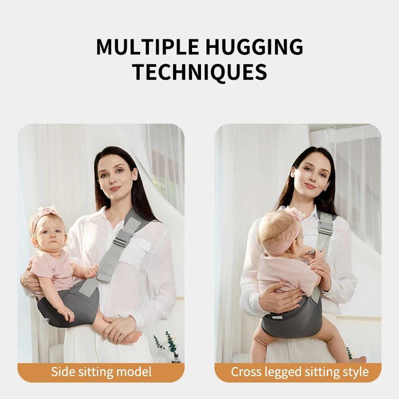 حاملة حبال الأطفال - قابلة للتنفس وقابلة للتعديل، تصميم مضاد للانزلاق للأطفال من عمر 0 إلى 36 شهرًا، حامل مريح بدون استخدام اليدين