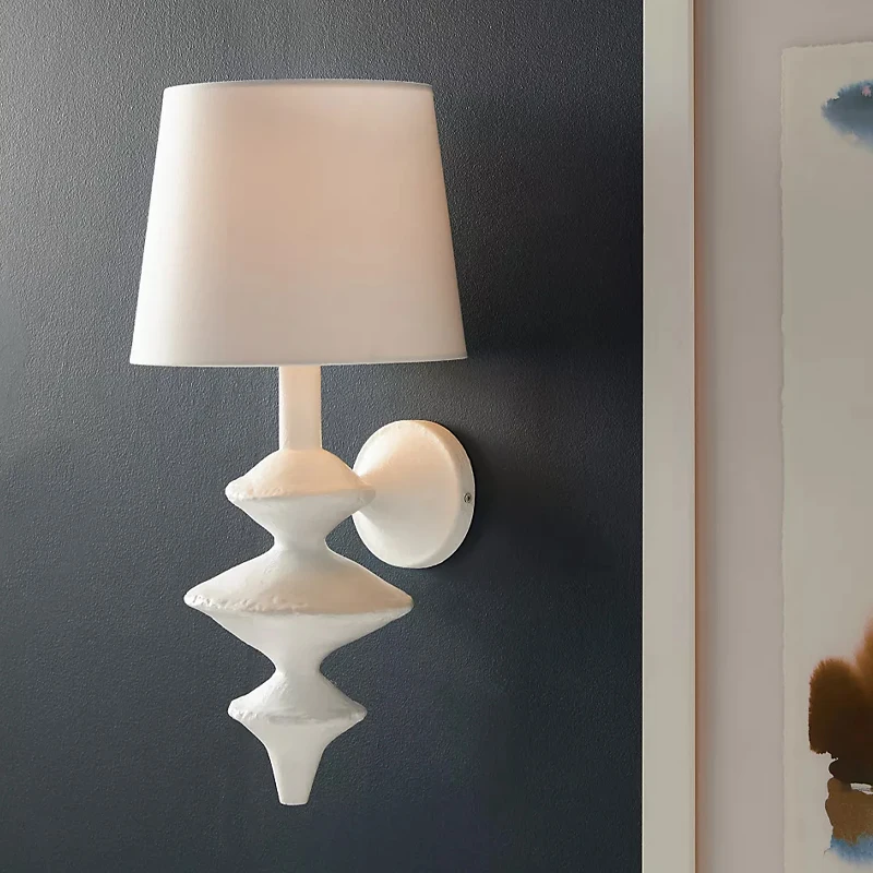 

French retro simple white wall lamp, living room background wall wall lamp, aisle corridor lamp, personalized bedroom bedside la