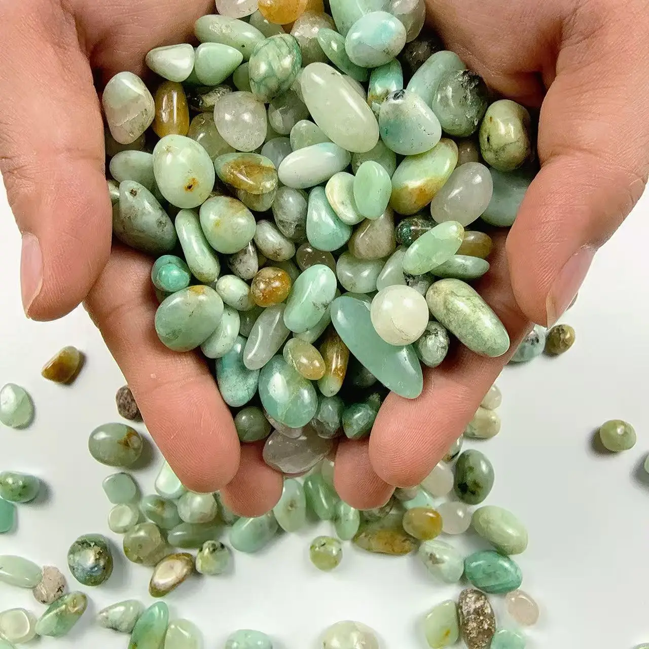 Piedras caídas de crisoprasa Natural de 2/4/8oz, piedra de lapislázuli de Fénix, gemas de cristal verde pulido para decoración del hogar, manualidades y regalos