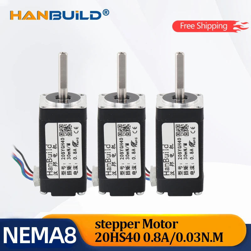 Motor Deslizante Prático Nema8 para a Impressora 3d Pcs 20hs40 0.8a 30 mm