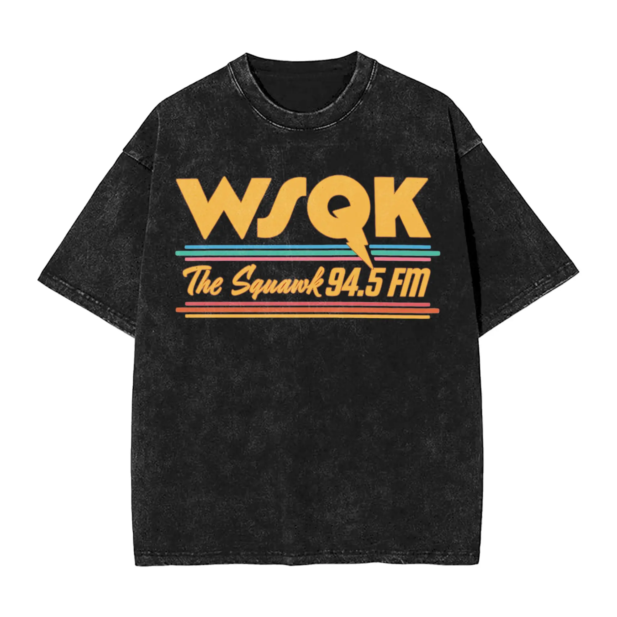 Casual WSQK The Squawk T-Shirt for Men Round Neck Cotton Washed T Shirts Dustin Henderson  Short Sleeve Tees Big Size Tops