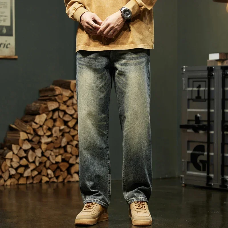 

2024 Autumn and Winter New Men's Jeans Straight Leg Loose Wide Leg Trendy Casual Men's Comfortable and Versatile Long Pants