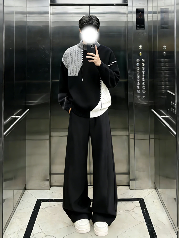 

Мужские брюки Bla Cleanfit Knife с широкими штанинами, зимние, струящиеся, в стиле Old Money, с эффектом похудения, с высокой талией, повседневные, модные