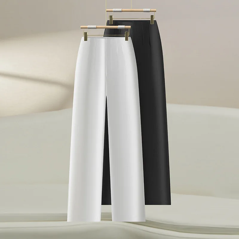 

Simple Elegant Straight-Leg Pants Autumn New Fashion High-Waisted Draped Slimming Versatile Narrow Wide-Leg Pants