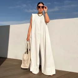 Yeezzi einfarbig ärmellose weites Bein Fitness Sommer mode weiblich lose weiß schwarz lässig coole Overalls für Frauen 2024 neu
