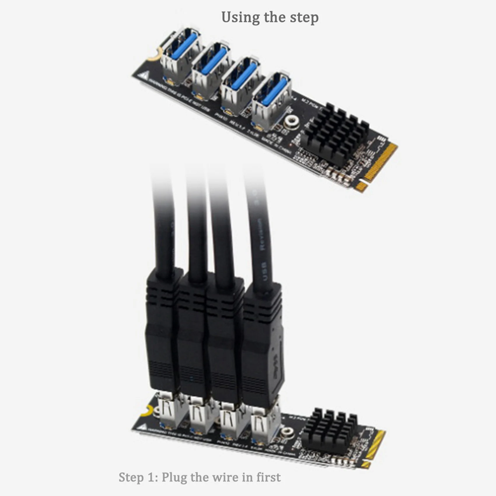 A75T 4X M.2 M-Key Pcie Expansion Cards M.2 to Pci-E X1 4 Port USB3.0 Graphics Card Expansion Adapter ASM1184E M.2 Adapter