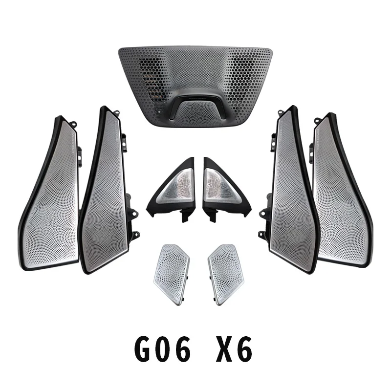 Car upgrade interior door speaker silver metal cover For bmw G06 X6 Sound environment lighting Horn Interior modification audio